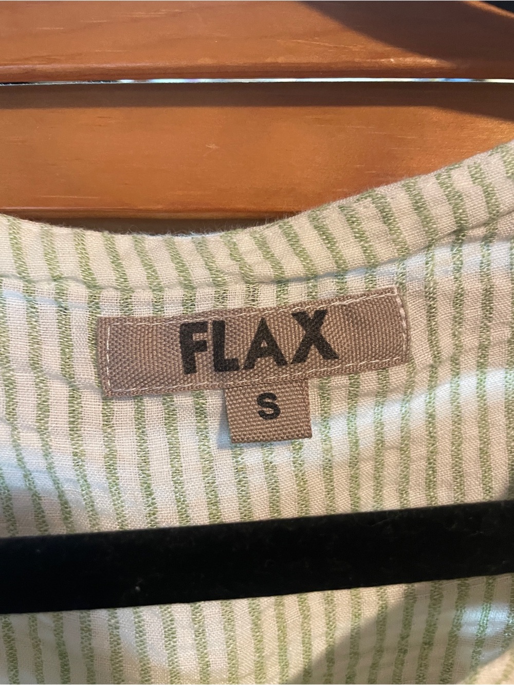 Flax 100% Linen collarless button down shirt - Picture 3 of 6